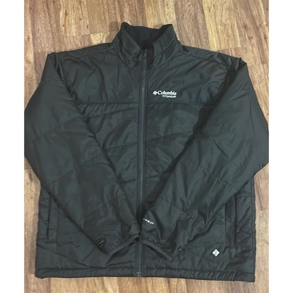 Columbia Mens Jacket XL Black Titanium Omni Heat Insulated Puffer - Picture 1 of 8